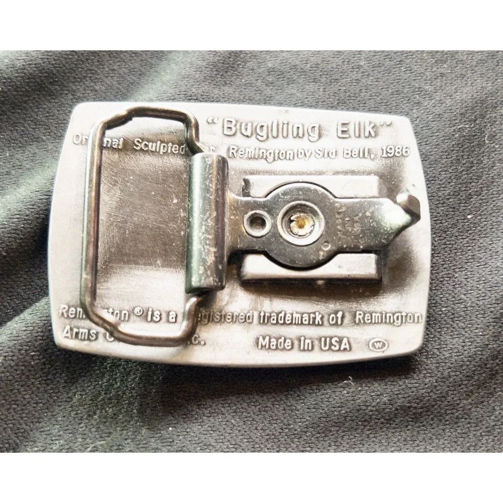 Vintage 1986 Remington Bugling Elk Belt Buckle Sculpted By Sid Bell Made In USA‎